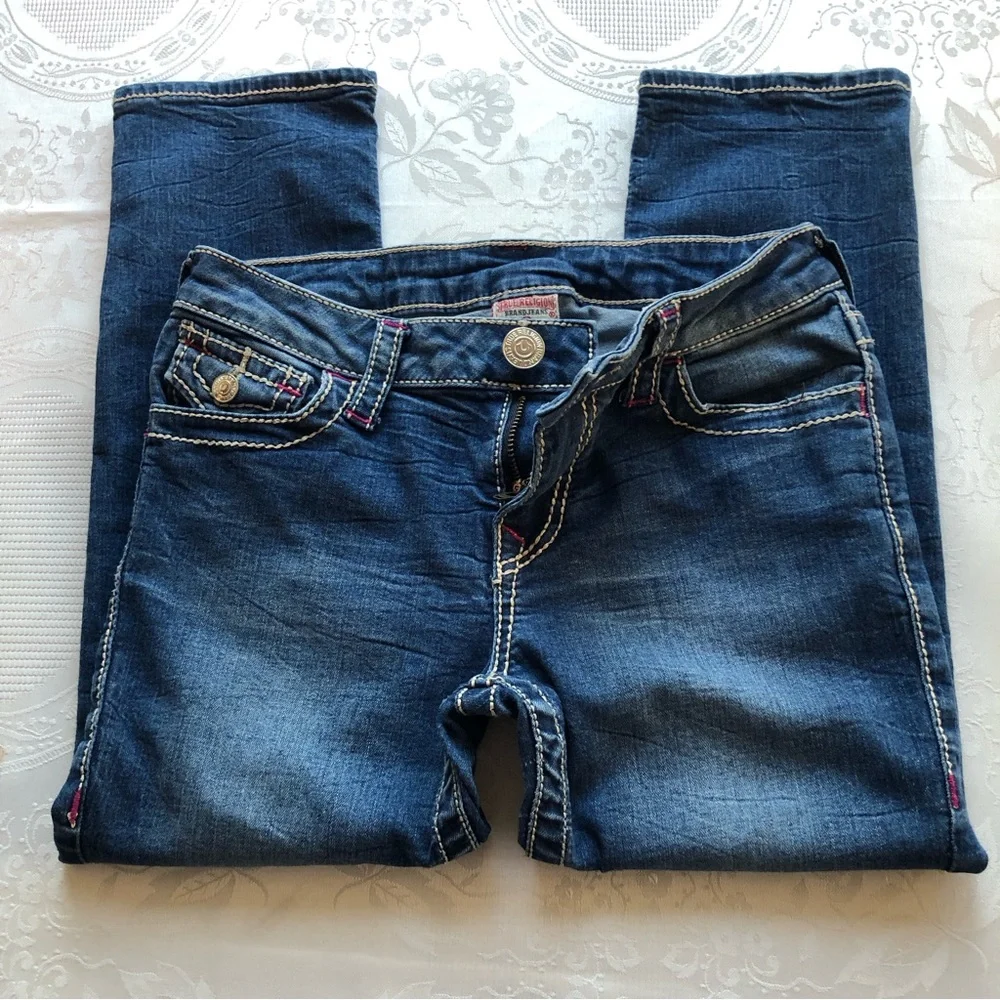 True Religion Girls Size 10 Blue Jeans Denim Pants Classic-Fit Straight-Leg